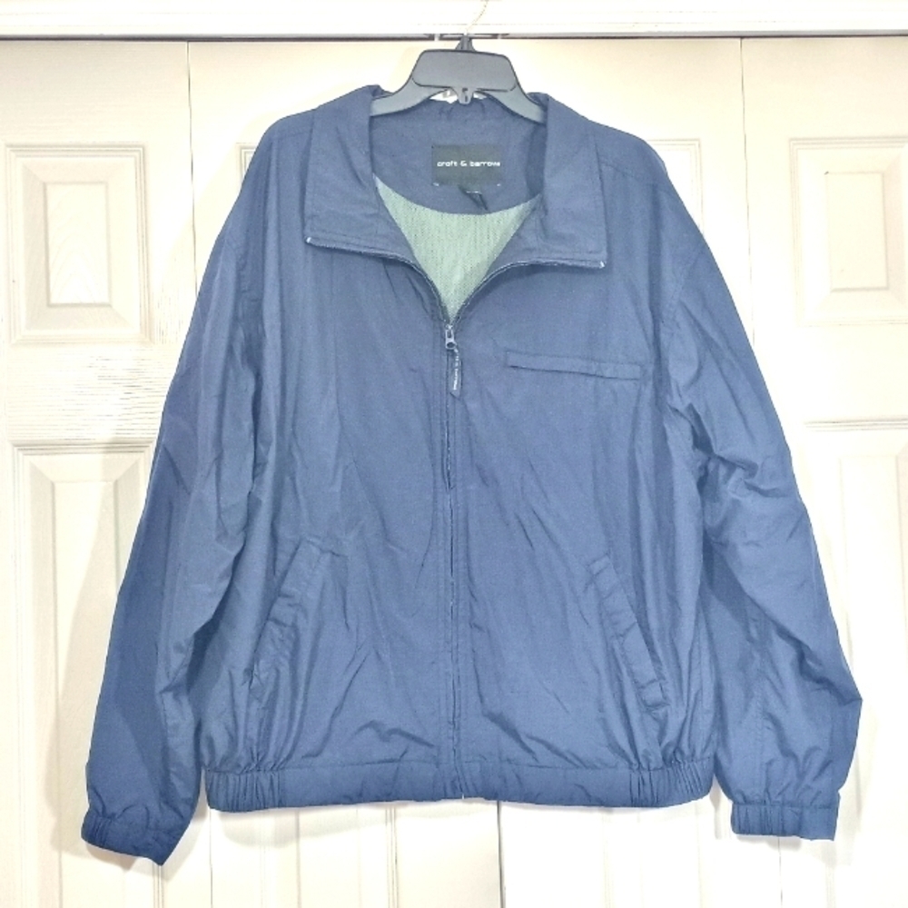 Croft & Barrow Navy Blue Windbreaker Jacket Zip Up with Pockets Men's Size  X L